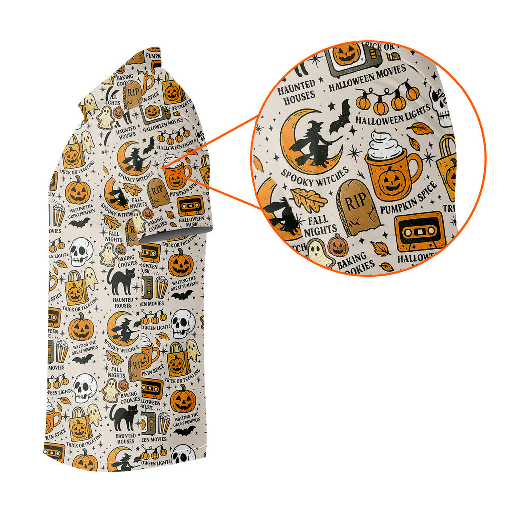 Spooky Witches, Spooky Cat, Cute Halloween T-Shirts, Mens Golf Polo Shirts, Golfing Apparel