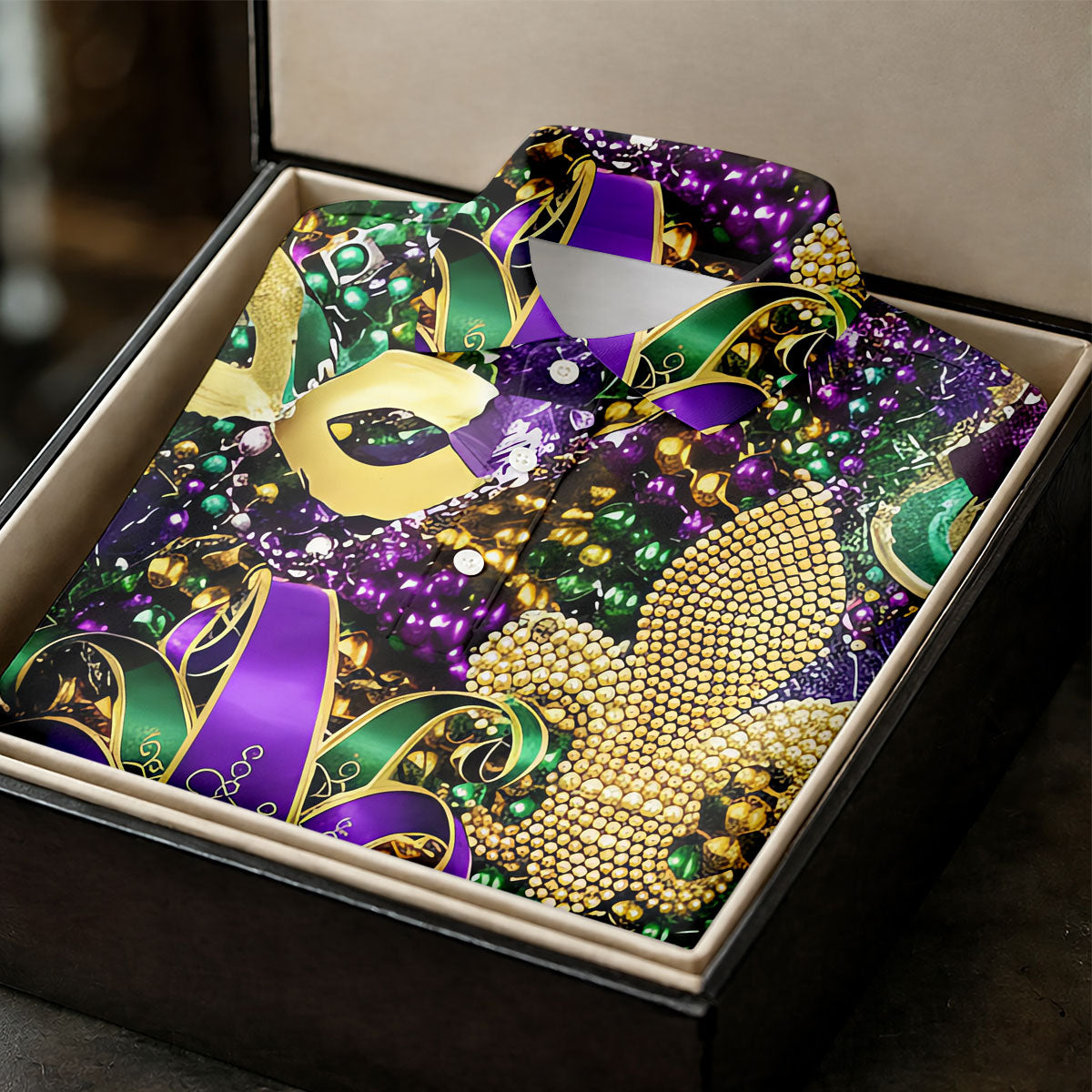 Jester Mask Purple Green Gold Fleur De Lis Beads Mardi Gras Golf Shirt, Golf Shirts For Men, Polo Shirts For Men