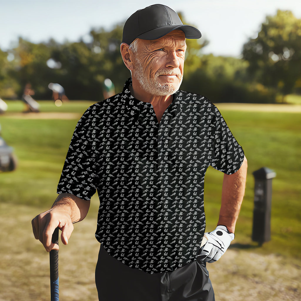 Funny Skeleton Golf Polo ShirtFunny Position Golf Shirt, Dad Golf Shirt, Christmas Golf Gift