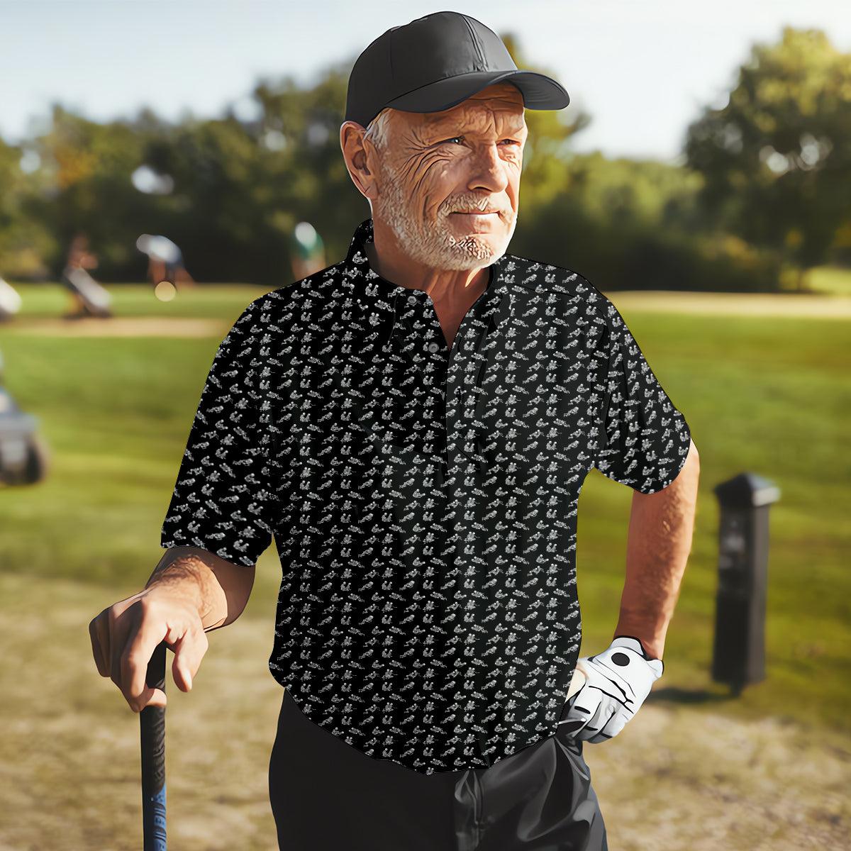 Funny Skeleton Golf Polo ShirtFunny Position Golf Shirt, Dad Golf Shirt, Christmas Golf Gift