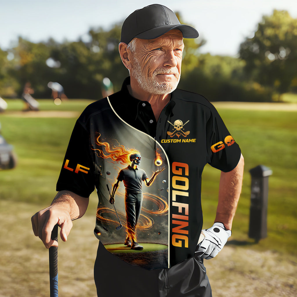 I Was One Under Today Custom Men's Golf Polo ShirtFunny Skull Golf Shirt, Dad Golf Gift