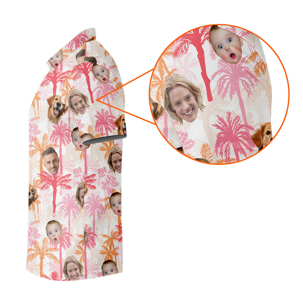 Seamless Pattern, Men Palm Tree Shirt, Pink Golf Shirt, Hawaiian Shirts With Faces, Great Golf Gifts For Guys