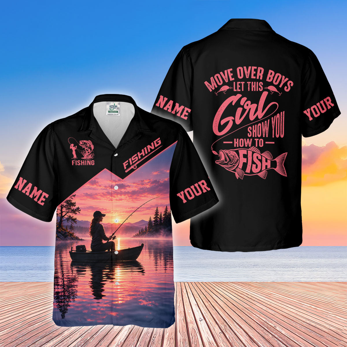 Move Over Boys Girl Shows How To Fish Pink UPF Shirt, Fishing Shirt For Men, Bass Fishing Shirt
