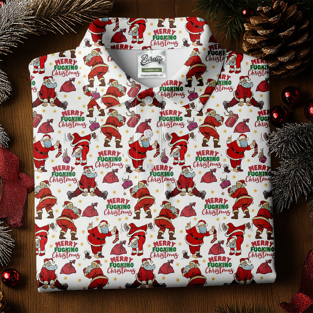 Merry Freaking Christmas Funny Santa Christmas Golf Shirt, Fun Golf Shirts For Men, Golf Gift For Men