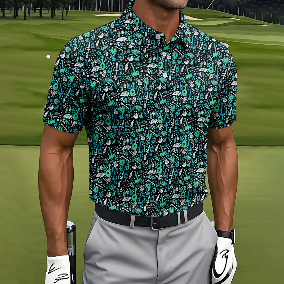 Mystic Items Dragon Game Golf Tops For Men, Polo Shirts For Men, Golf Shirts For Men