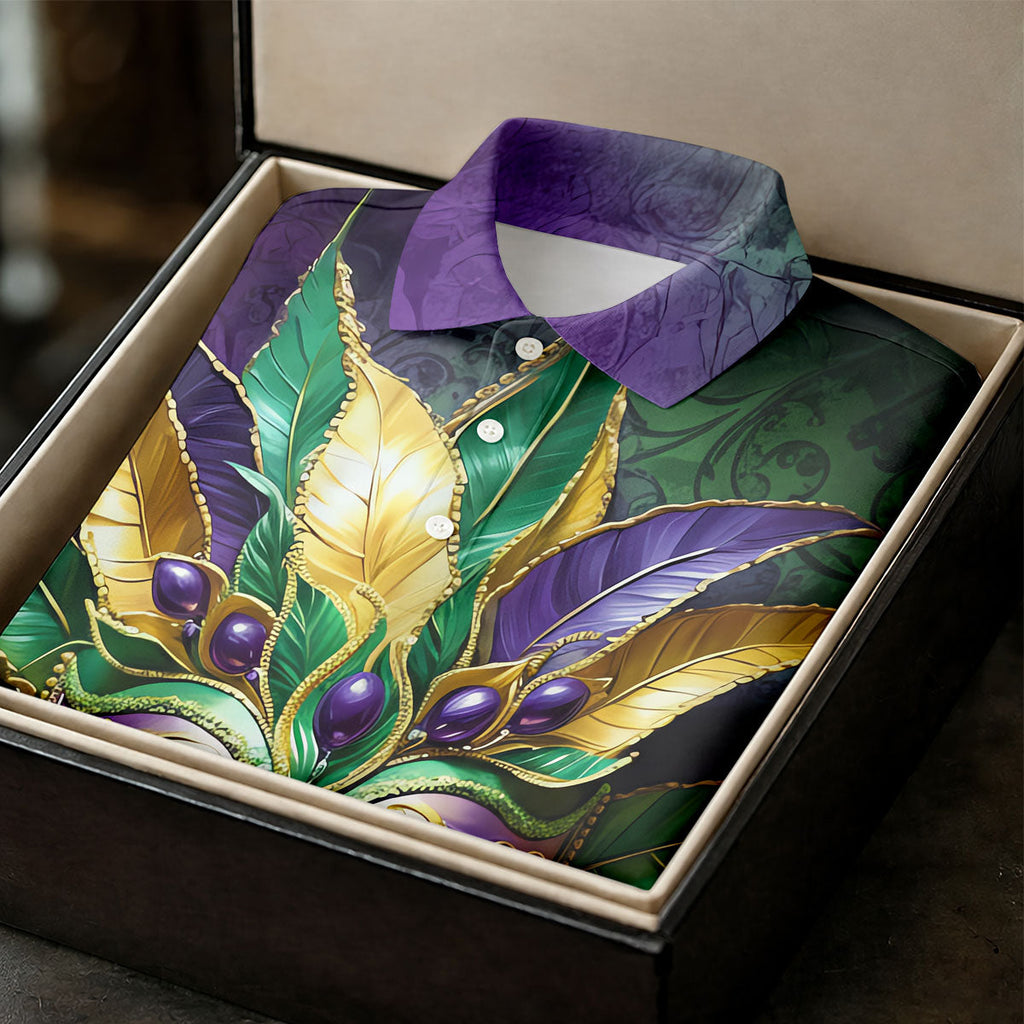 Mardi Gras Festival Mask All Over Print Golf Tops For Men, Polo Shirts For Men, Golf Shirts For Men
