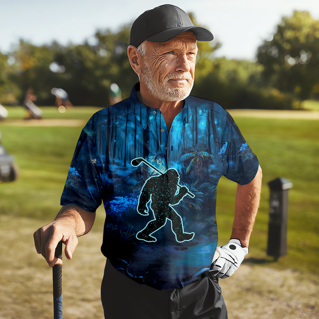 Not All Who Wander Are Lost Bigfoot Men's Golf Polo ShirtFunny Golf Shirt, Dad Golf Gift