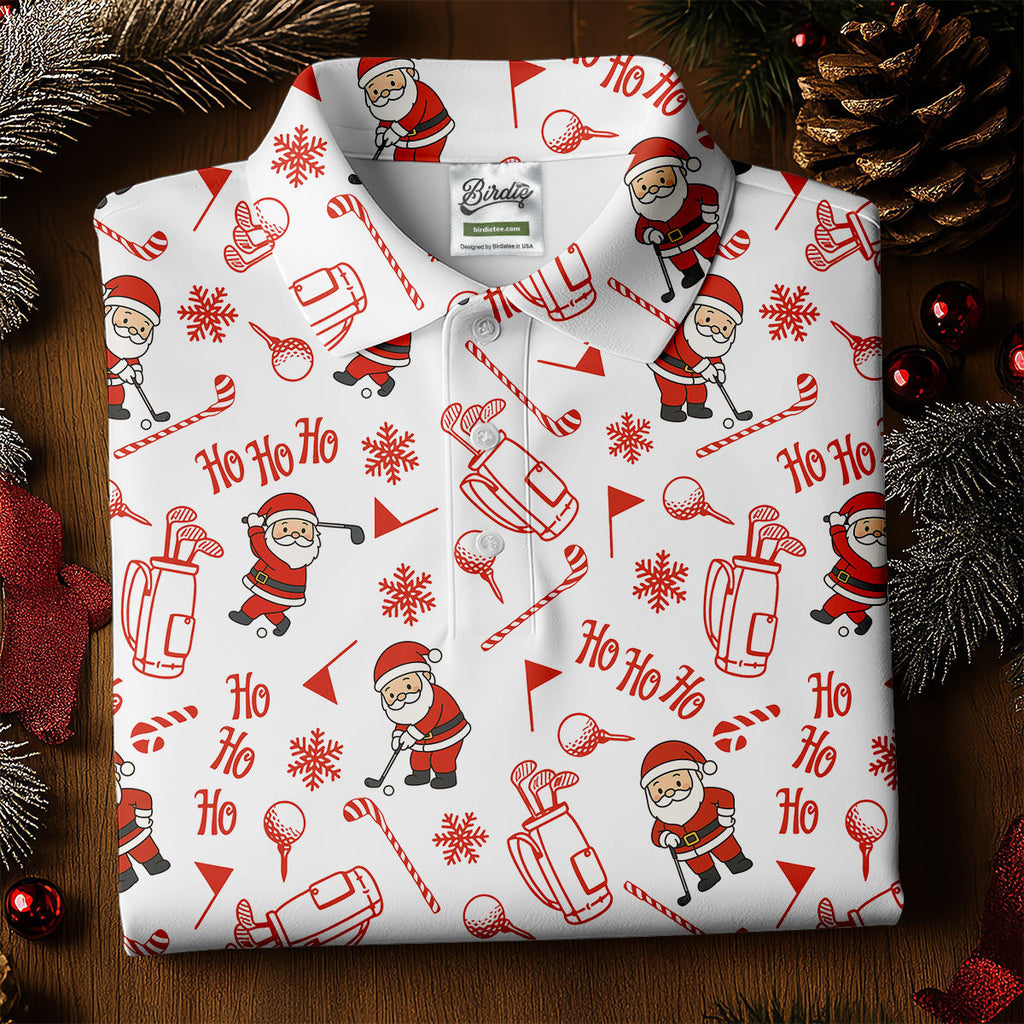 Ho Ho Ho Merry Christmas Funny Print Christmas Golf Shirt, Golf Shirts For Men, Golf Gift For Men