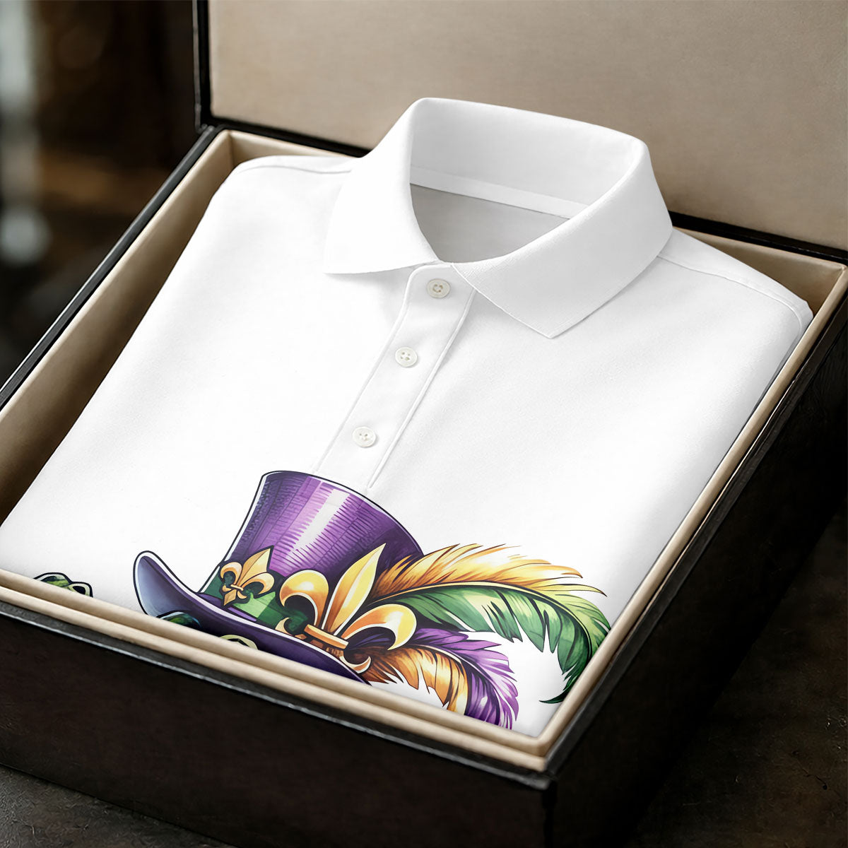 Mardi Gras Alligator Playing Saxophone White Golf Shirt, Golf Shirts For Men, Polo Shirts For Men