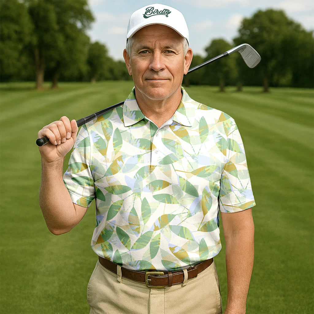 Abtract Seamless Pattern Men Golf Polo, Pastel Men's Long Seeve Golf Shirts, Matching Golf Shirts