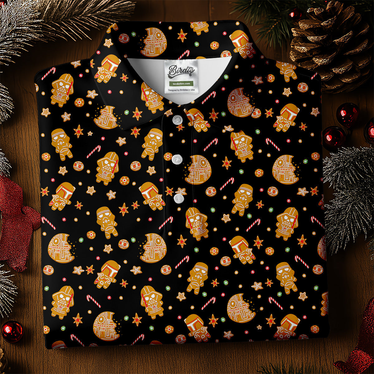Funny Gingerbread Galaxy Character Golf Tops For Men, Christmas Golf Shirt, Polo Shirts For Men