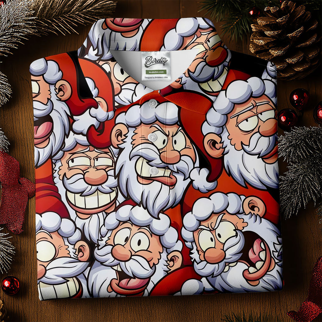 Santa Claus Face Fun Golf Shirts For Men, Christmas Golf Shirt, Polo Shirts For Men, Golfing Apparel