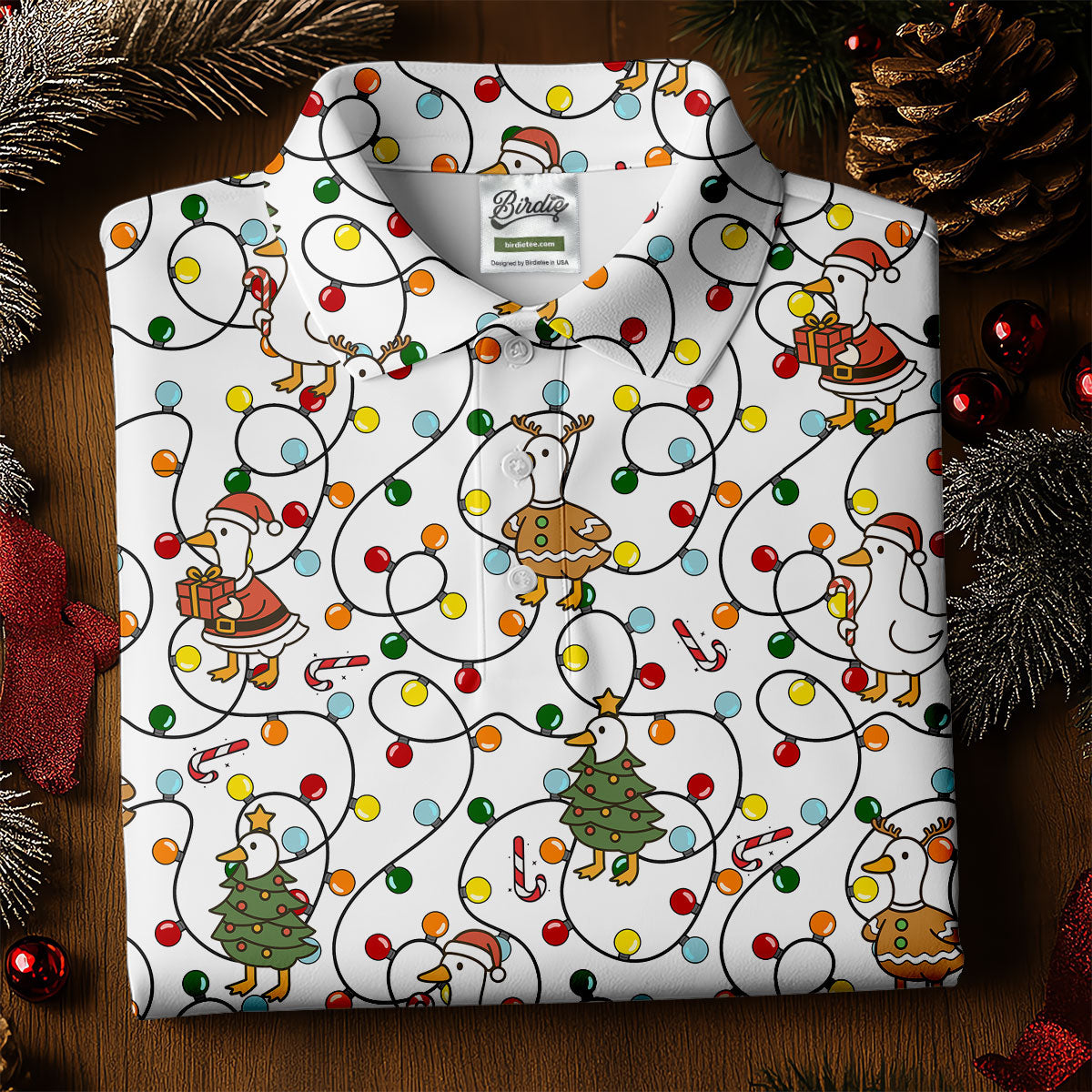 Funny Duck Merry Xmas White Golf Shirts, Gifts For Golf Lovers, Polo Shirts For Men, Golfing Apparel