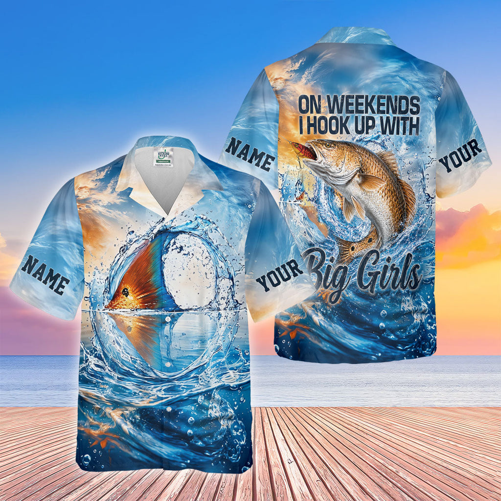 On Weekends I Hook Up With Big Girls UPF Shirt, Womens Fishing Apparel, Fishing Shirts For Women