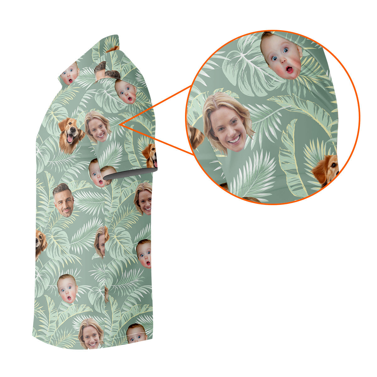Tropical Leaf Pattern Mens Hawaiian Golf Shirts, Custom Team Shirt, Green Polo Shirt, Best Gifts For Men Golfers