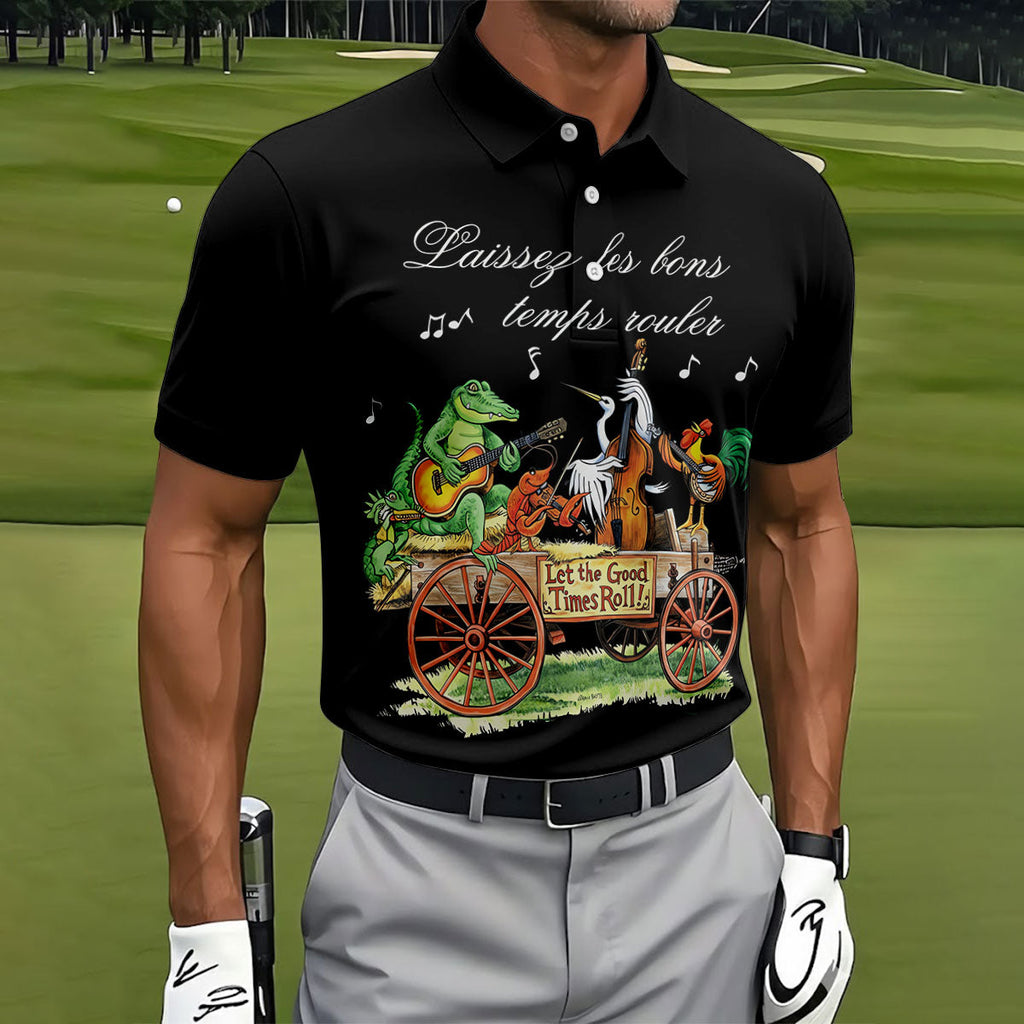 Let The Good Times Roll Animals Band Mardi Gras Celebrations Polo Shirts For Men, Golf Shirts For Men