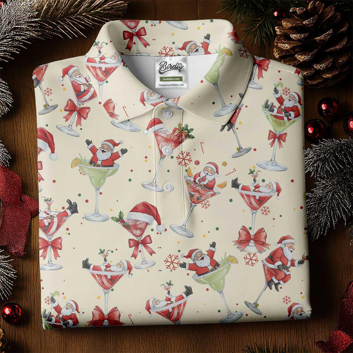 Santa Claus Margarita Christmas Shirt Golf Polo Shirt Unique Gift For Golfer, Polo ShirtFor Men