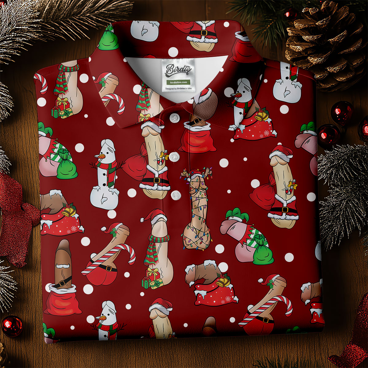 Naughty Santa Hat Christmas Polo Shirts, Unique Gift For Golfer, Polo Shirts For Men, Golf Gift For Men