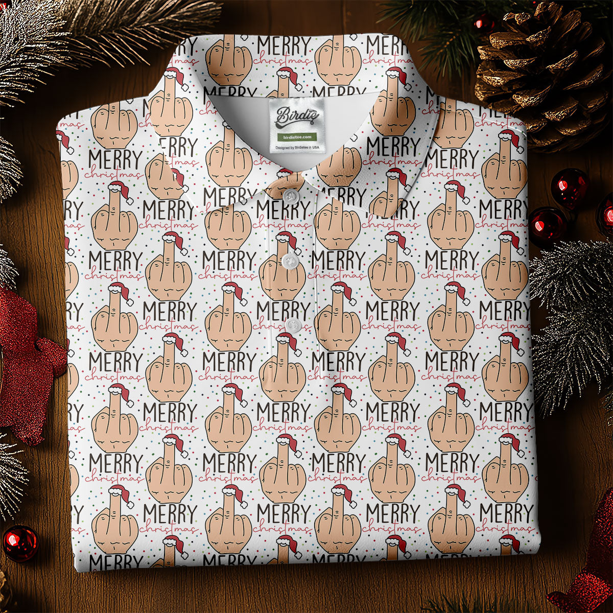 Funny Santa Dirty Finger Merry Christmas Golf Tops For Men, Christmas Golf Shirt, Golf Gift For Men