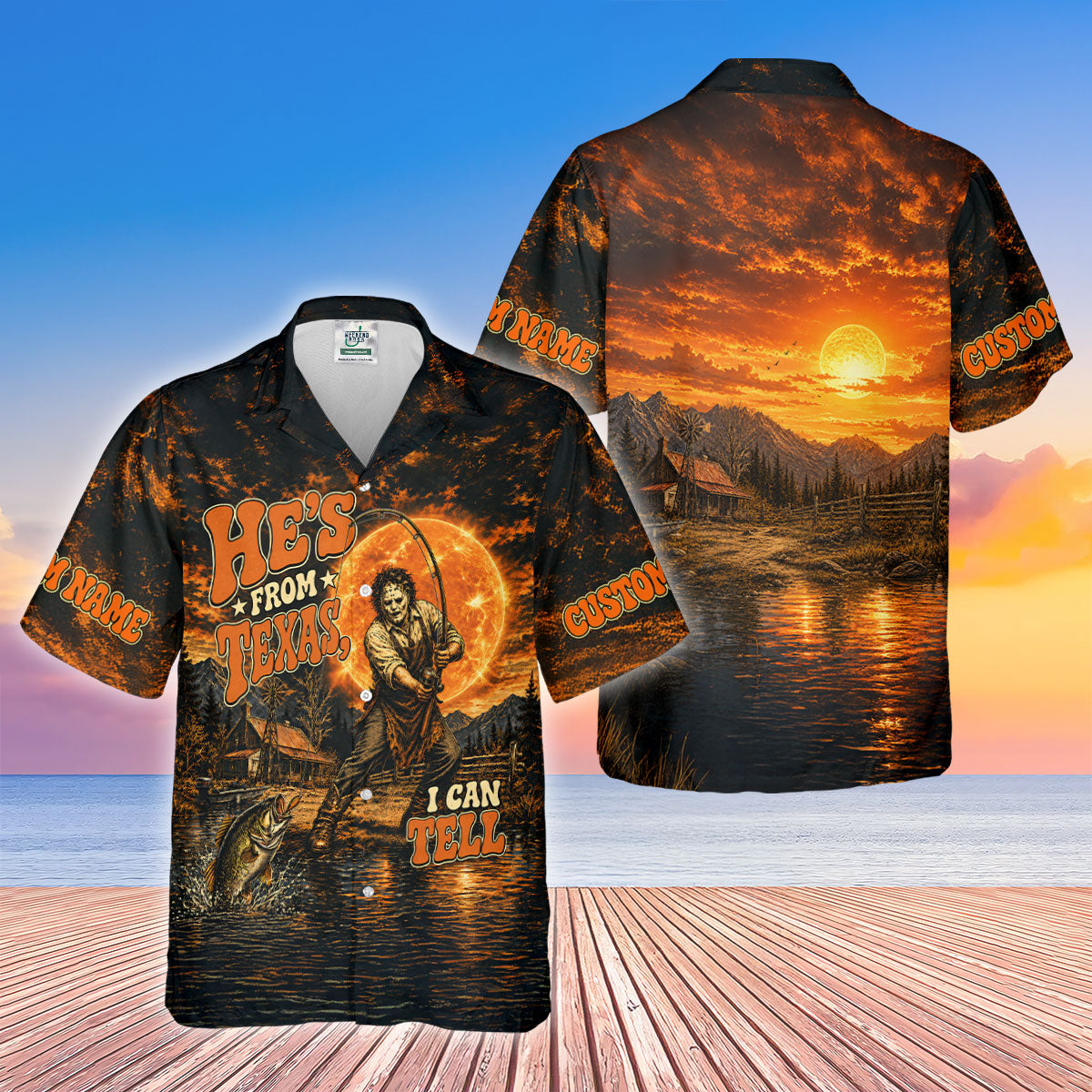 He's From Texas I Can Tell Horror Character UPF Shirt, Womens Fishing Shirt, Halloween Fishing Shirt