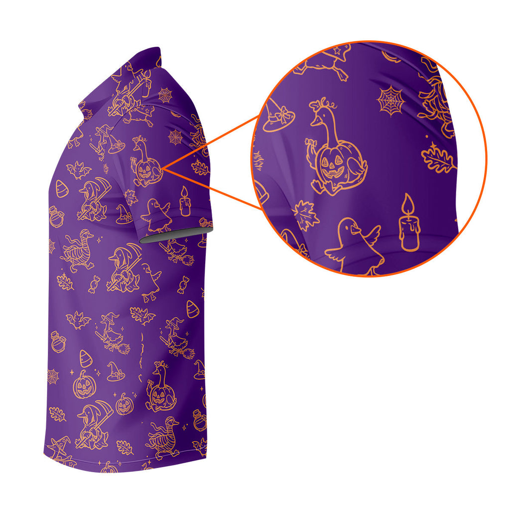 Goose Halloween, Doodle Pattern, Purple Golf Shirt, Mens Funny Golf Shirts, Long Sleeve Golf Shirts, Men Golf Polo