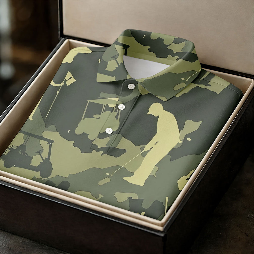 Golf Pose Camo Golf Shirt, Golf Tops For Men, Golf Shirts For Men, Golf Gift For Men