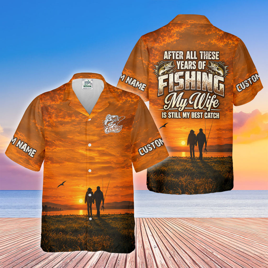 My Wife Is Still My Best Catch Sunset Fishing UPF Shirt, Womens Fishing Shirt, Bass Fishing Shirt