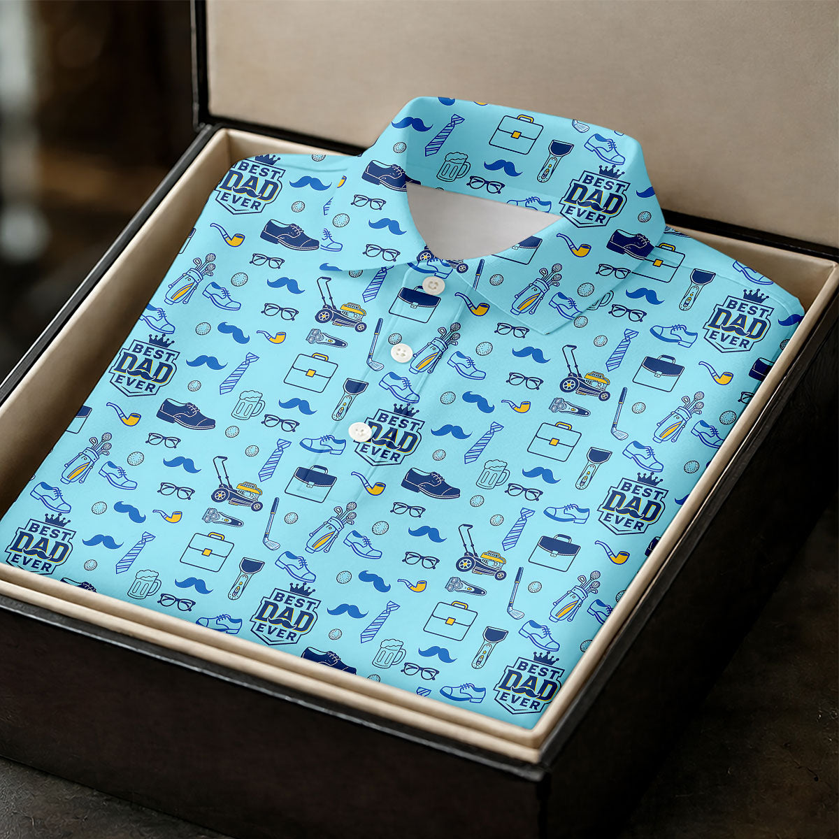 Best Dad Ever Dad Life Doodle Pattern Father's Day Golf Shirt, Golf Gift For Dad