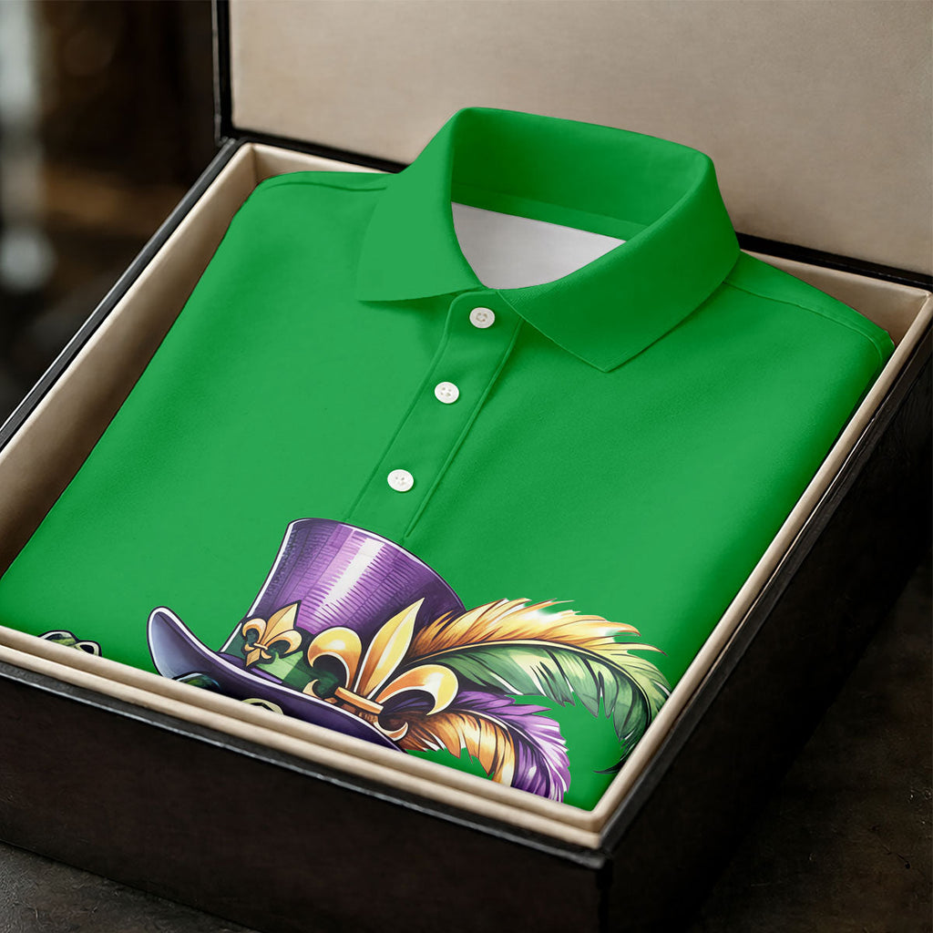 Mardi Gras Alligator Playing Saxophone Green Golf Shirt, Golf Shirts For Men, Polo Shirts For Men