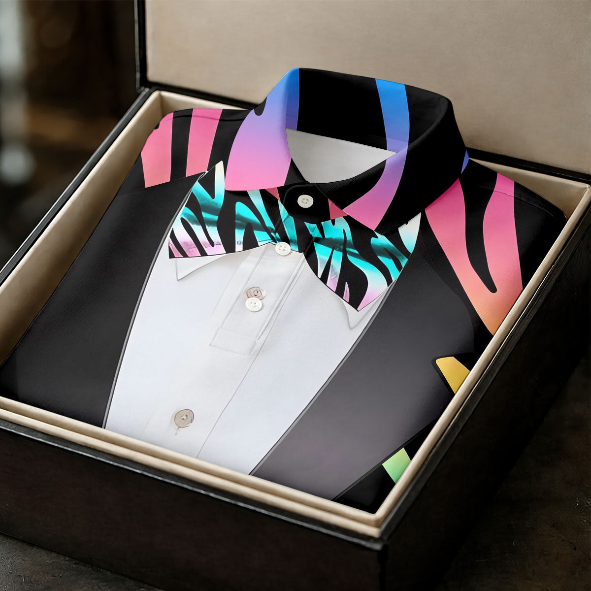 Colorful Zebra Funny Costume Hawaiian Golf Shirt, Polo Shirts For Men, Golf Shirts For Men