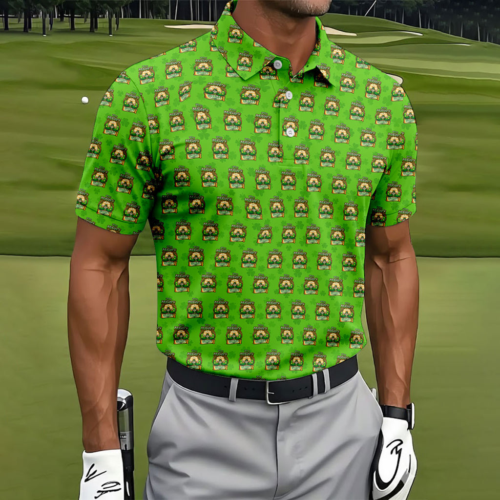 Green St Patrick's Day Funny Adult Shamrock Golf Shirt, Polo Shirts For Men, Golf Shirts For Men