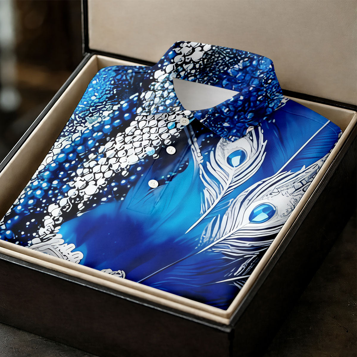 Mardi Gras Masquerade Mask Feather Beads Blue Golf Shirt, Polo Shirts For Men, Golf Shirts For Men