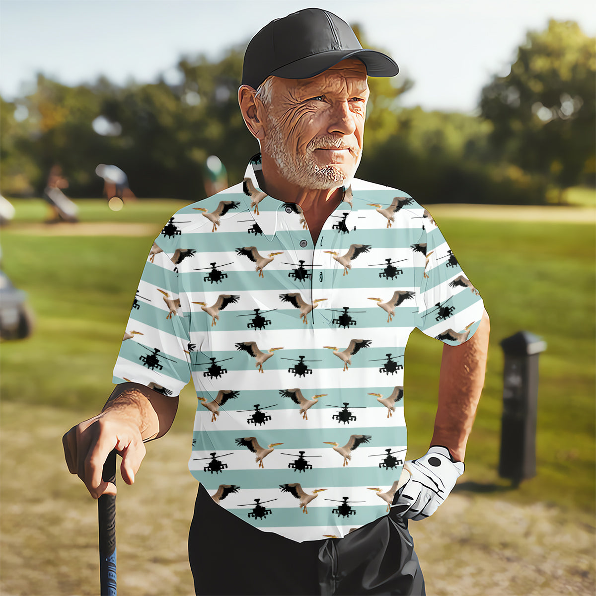 Funny Pelicans Golf Polo Shirt, Mens Golf Gift, Mens Tropical Shirts
