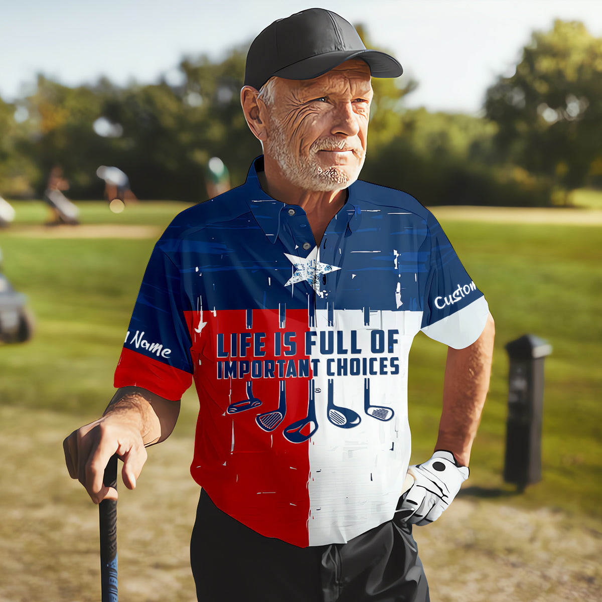 Life Is Full Of Important Choices Texas Custom Men's Golf Polo ShirtFunny Golf Shirt, Dad Golf Gift