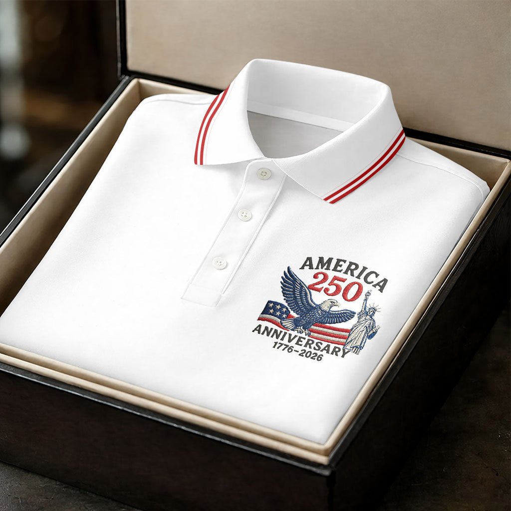 Faith Cross Bald Eagle America 250 Anniversary Patriotic Golf Shirt, Golf Shirts For Men
