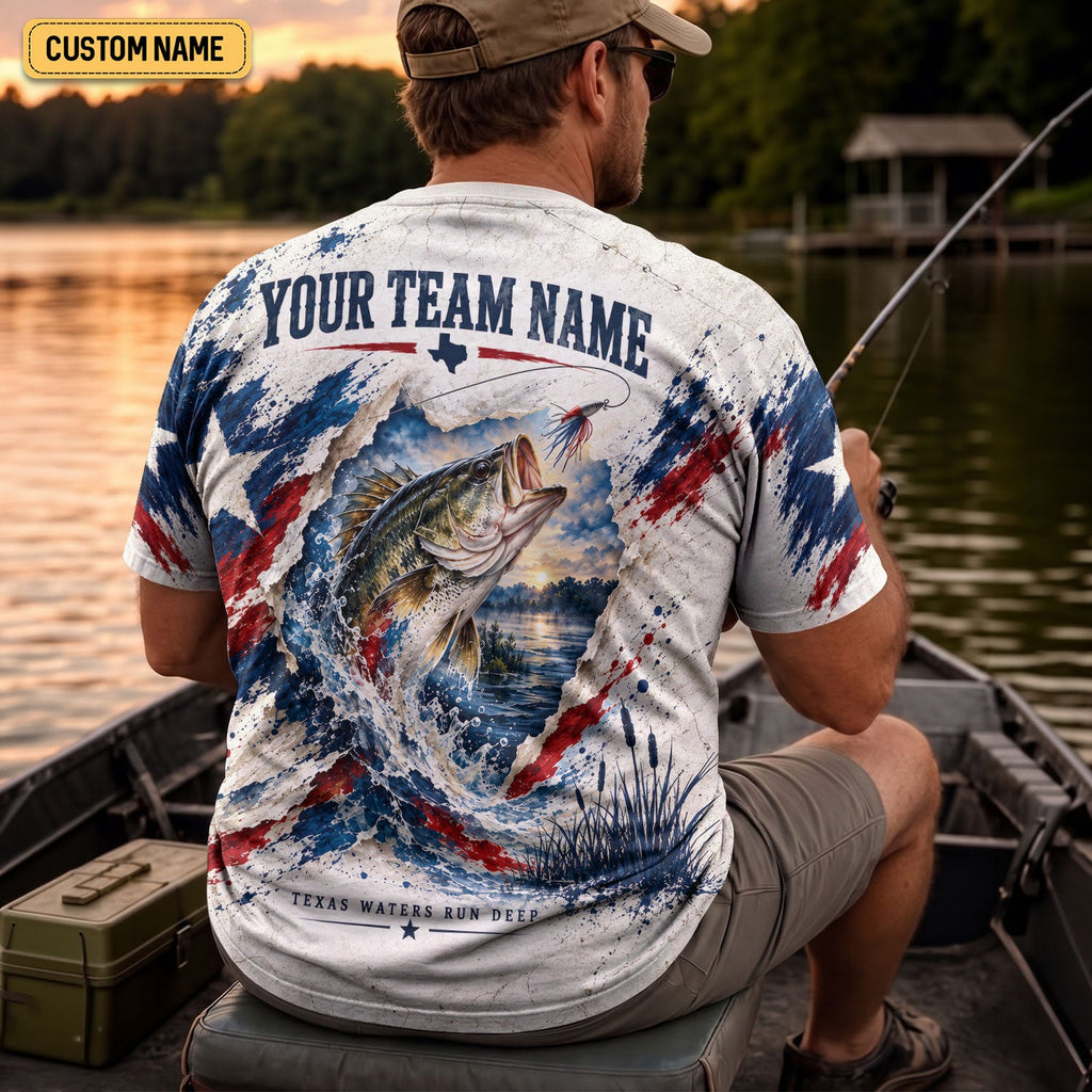 Personalized Texas Bass Fishing UPF Shirt, Fishing Shirts For Men, Bass Fishing Shirt