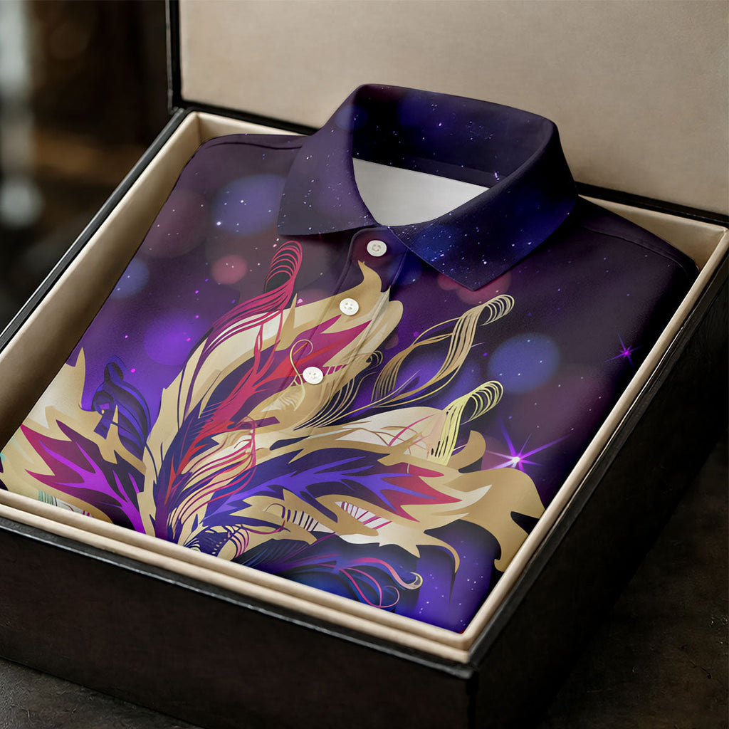 Mardi Gras Mask Feather Ribbon Purple Golf Shirt, Polo Shirts For Men, Golf Shirts For Men