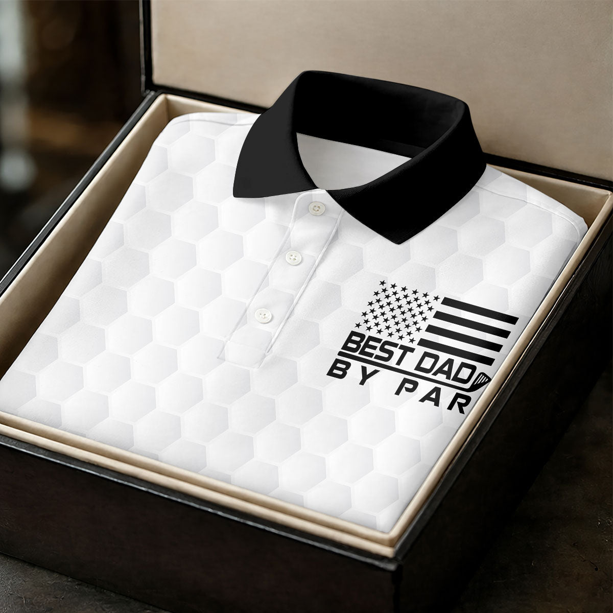Best Dad By Par Golf Ball Pattern US Flag Print Father's Day Golf Shirt, Golf Gift For Dad