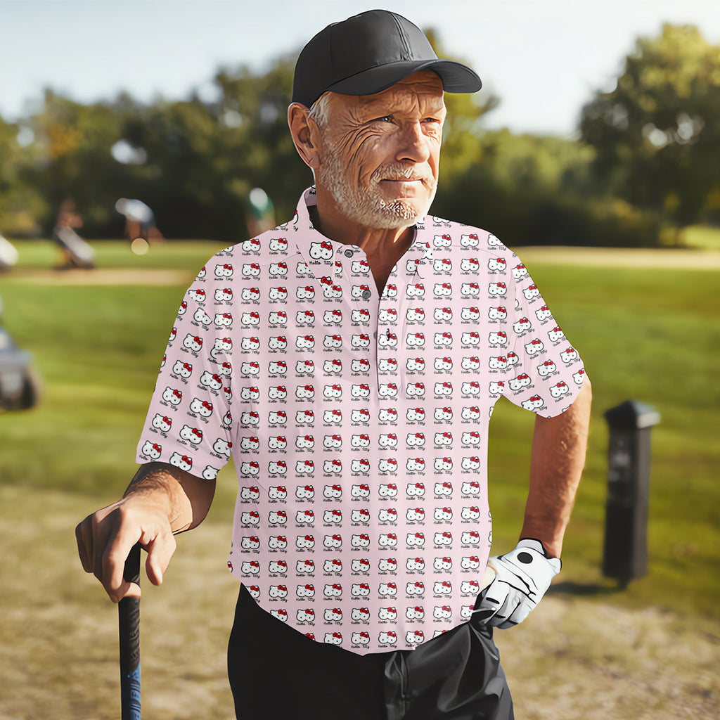 Kity Cat Funny Men's Golf Polo Shirt, Dad Golf Shirt, Christmas Golf Gift