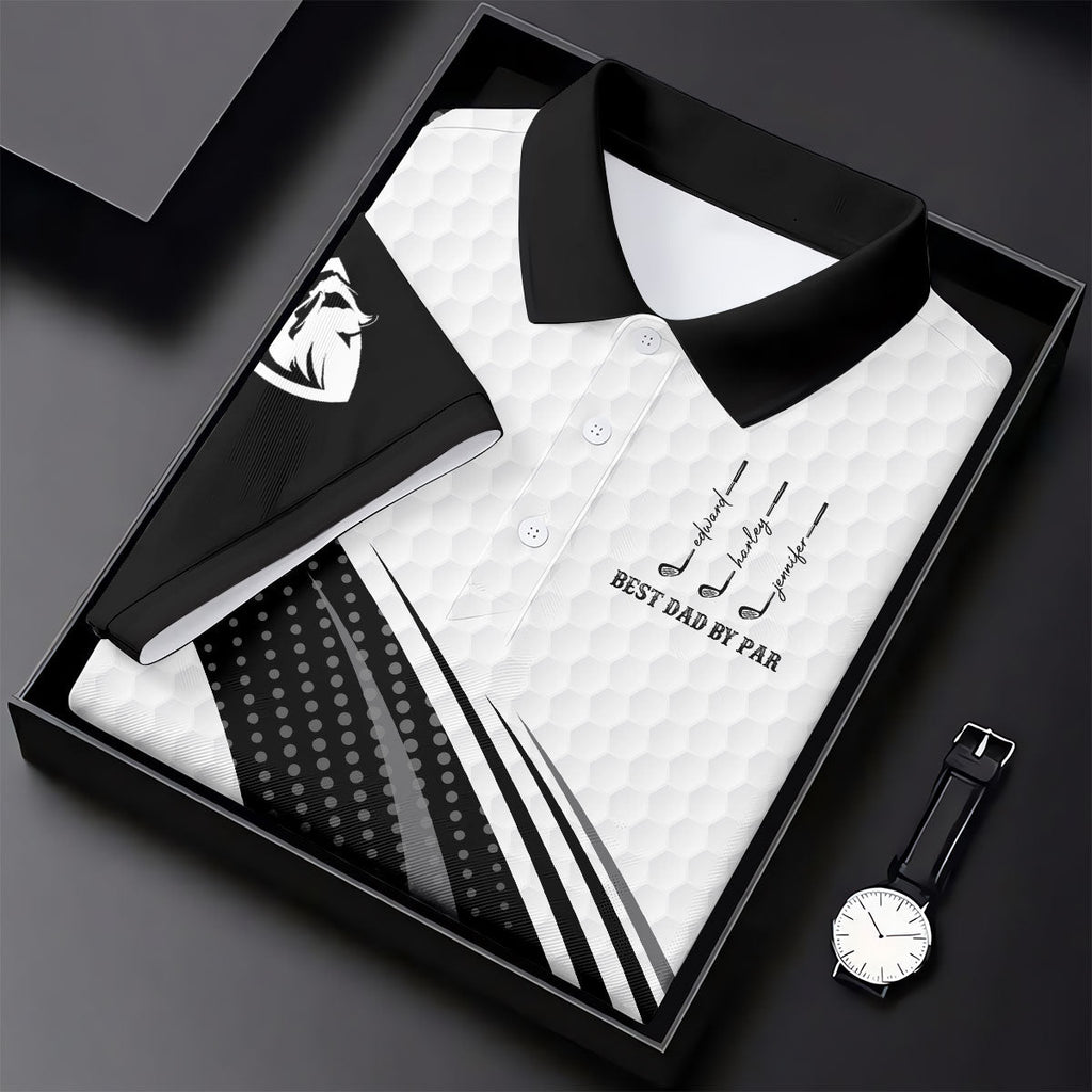 Best Dad By Par Dimple Pattern Father's Day Golf Shirt, Polo ShirtFor Men, Gift For Golf Dad