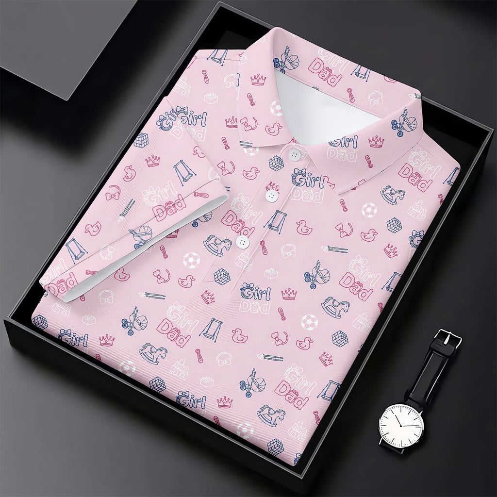Girl Dad Father's Day Golf Shirt, Cute Golf Outfit, Polo Shirts For Men, Golf Gift For Dad