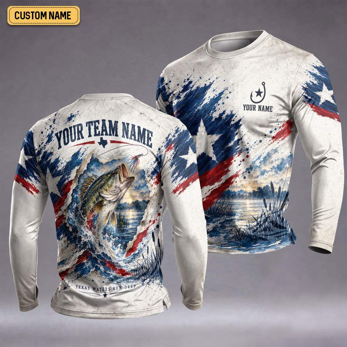 Personalized Texas Bass Fishing UPF Shirt, Fishing Shirts For Men, Bass Fishing Shirt