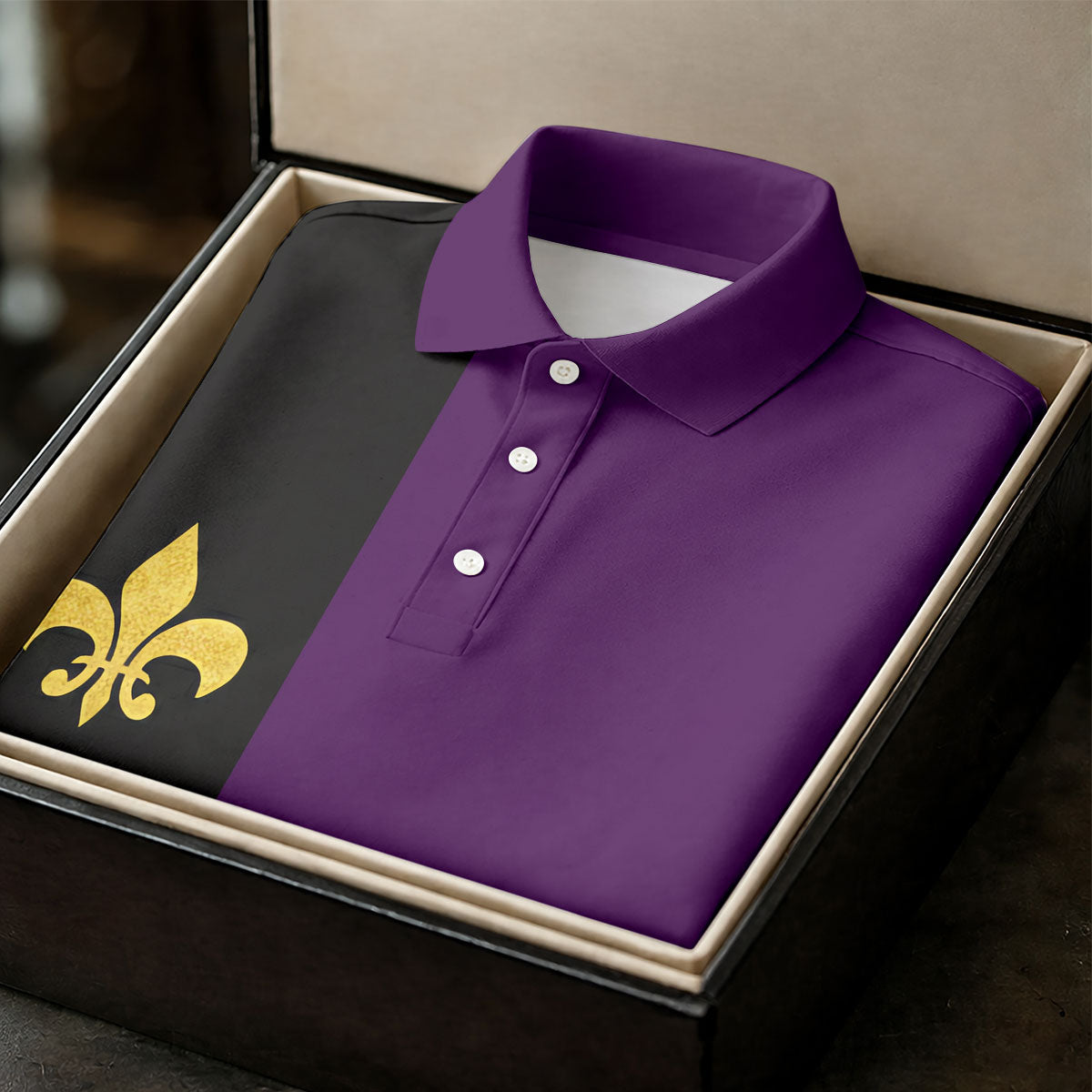 Mardi Gras Fleur De Lis Black Vertical Stripe Purple Golf Shirt, Polo Shirts For Men, Golf Shirts For Men
