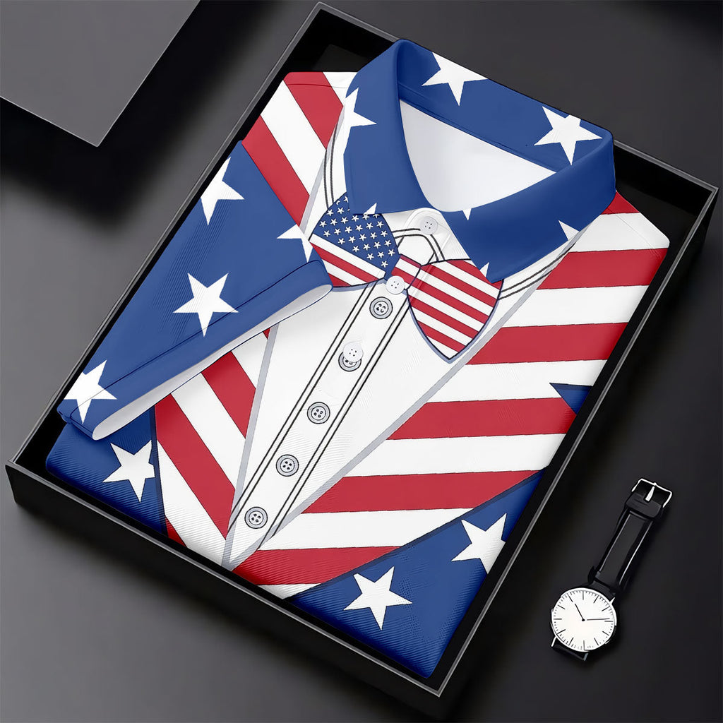 US Flag Costume Patriotic 4th Of July Golf Shirt, 250th Anniversary Polo Shirts For Men