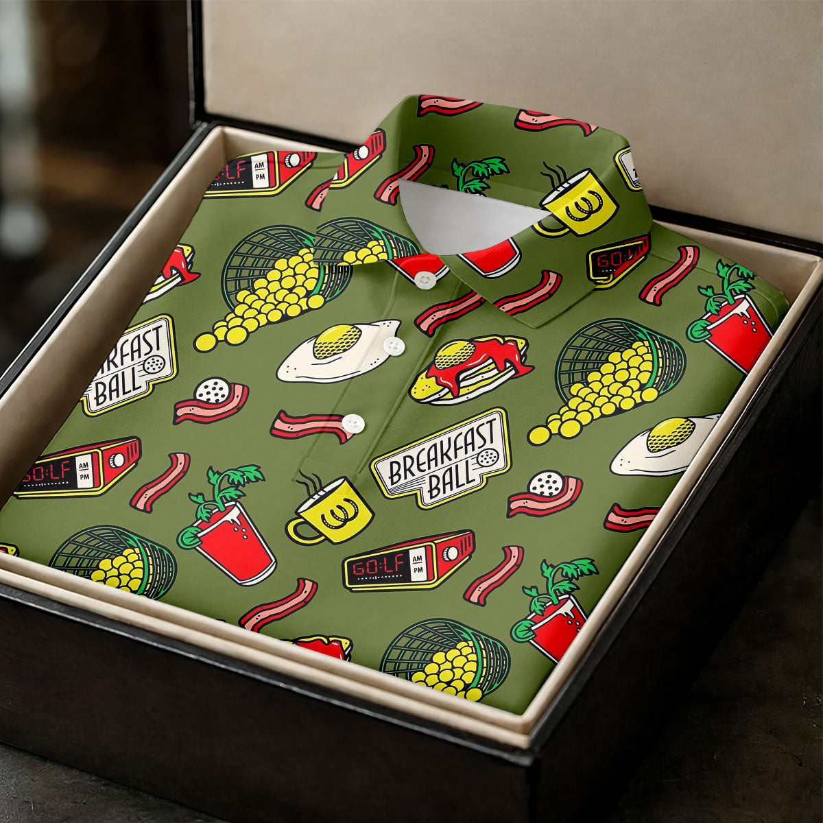 Breakfast Balls Golf Tops For Men, Men's Funny Golf Shirts, Golf Shirts For Men, Polo Shirts For Men