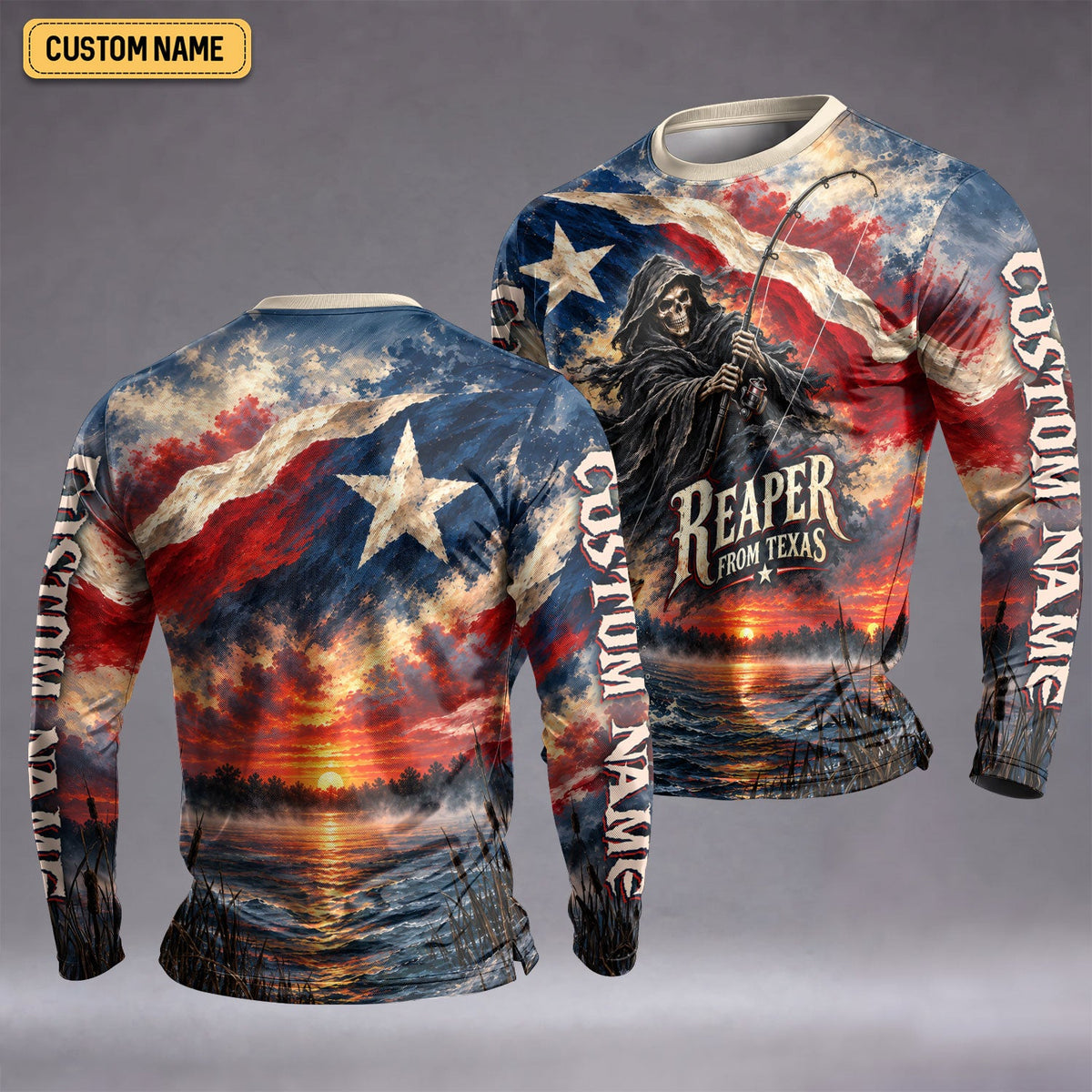 Reaper From Texas Bass Fishing UPF Shirt, Fishing Jersey, Fishing Apparel For Men