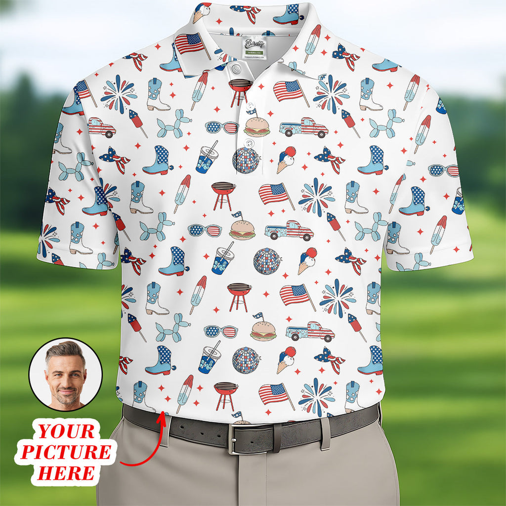 Red White and Blue Men's Golf Polo ShirtMen's 4th Of July Shirts, USA Golf Shirt, Gifts For Golfing Dad
