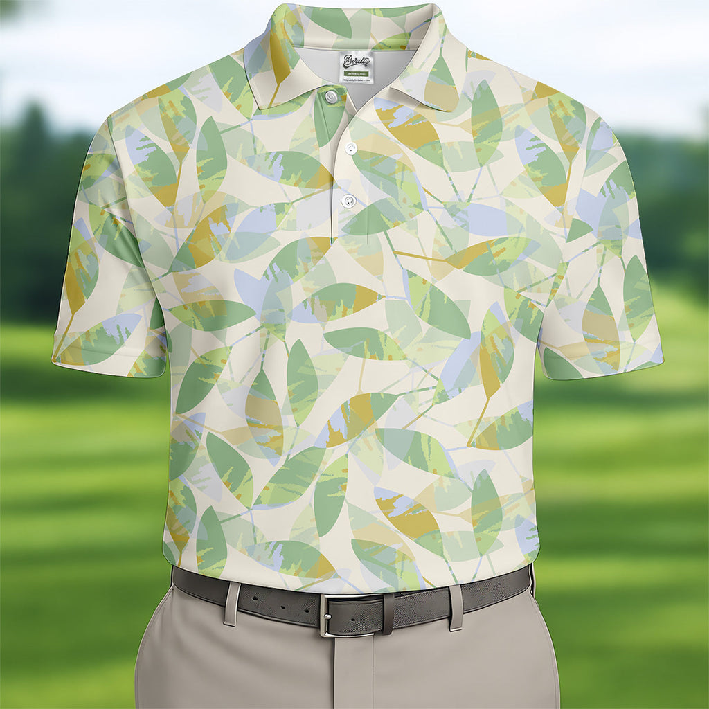 Abtract Seamless Pattern Men Golf Polo, Pastel Men's Long Seeve Golf Shirts, Matching Golf Shirts