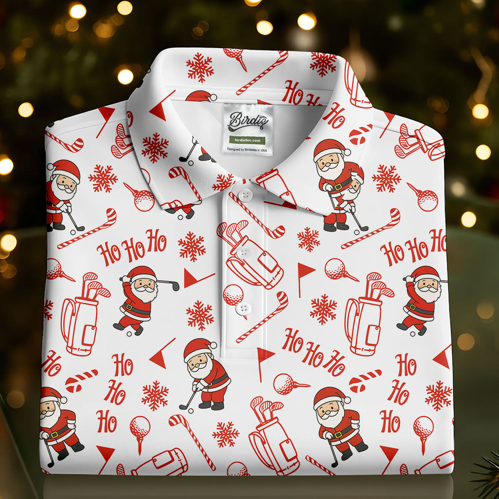 Ho Ho Ho Merry Christmas Funny Print Christmas Golf Shirt, Golf Shirts For Men, Golf Gift For Men