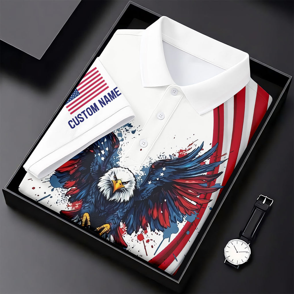 God Bless America 250 Years US Flag Golf Shirt, Patriotic 4th Of July Golf Shirts For Men